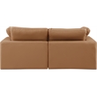 Bowery Hill Contemporary Cognac Vegan Leather 2-Piece Modular Sofa