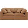 Bowery Hill Contemporary Cognac Vegan Leather 2-Piece Modular Sofa