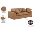 Bowery Hill Contemporary Cognac Vegan Leather 2-Piece Modular Sofa