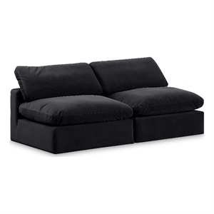 Bowery Hill Contemporary Soft Black Velvet 2-Piece Modular Sofa
