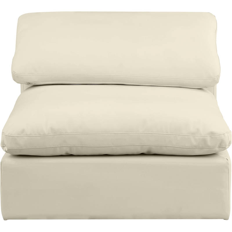 Bowery Hill Contemporary Soft Cream Vegan Leather Armless Chair