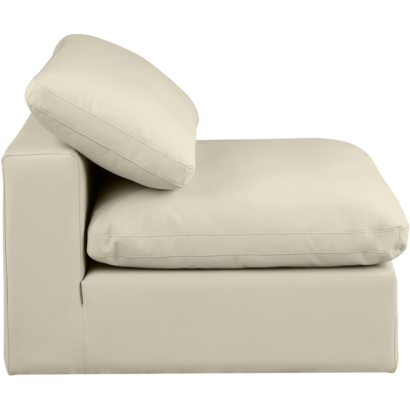 Bowery Hill Contemporary Soft Cream Vegan Leather Armless Chair
