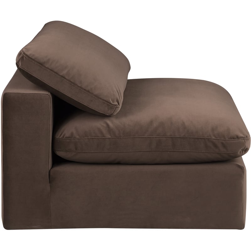 Bowery Hill Contemporary Soft Brown Durable Velvet Armless Chair