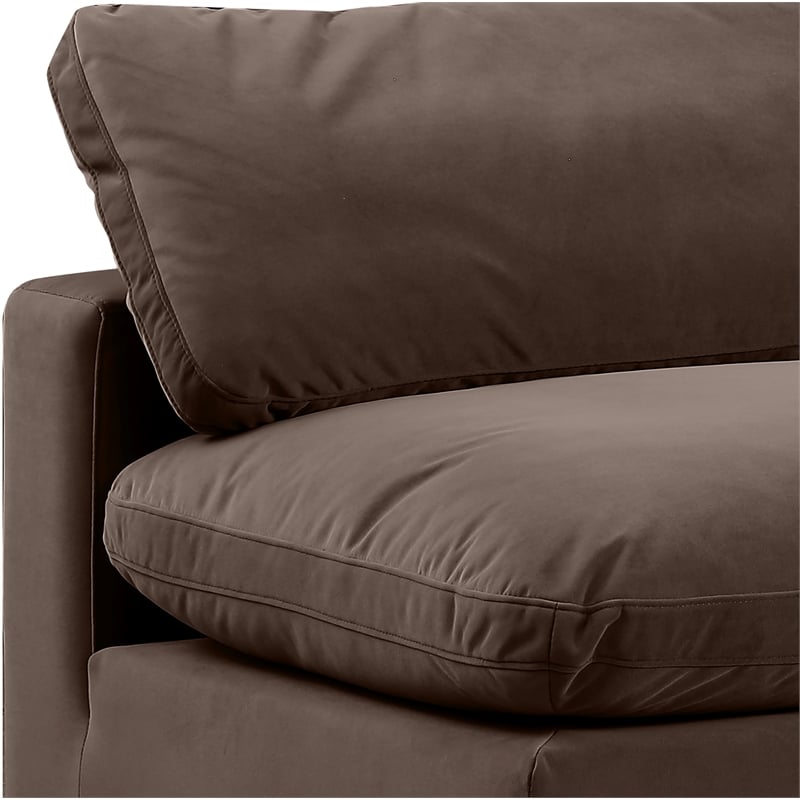 Bowery Hill Contemporary Soft Brown Durable Velvet Armless Chair