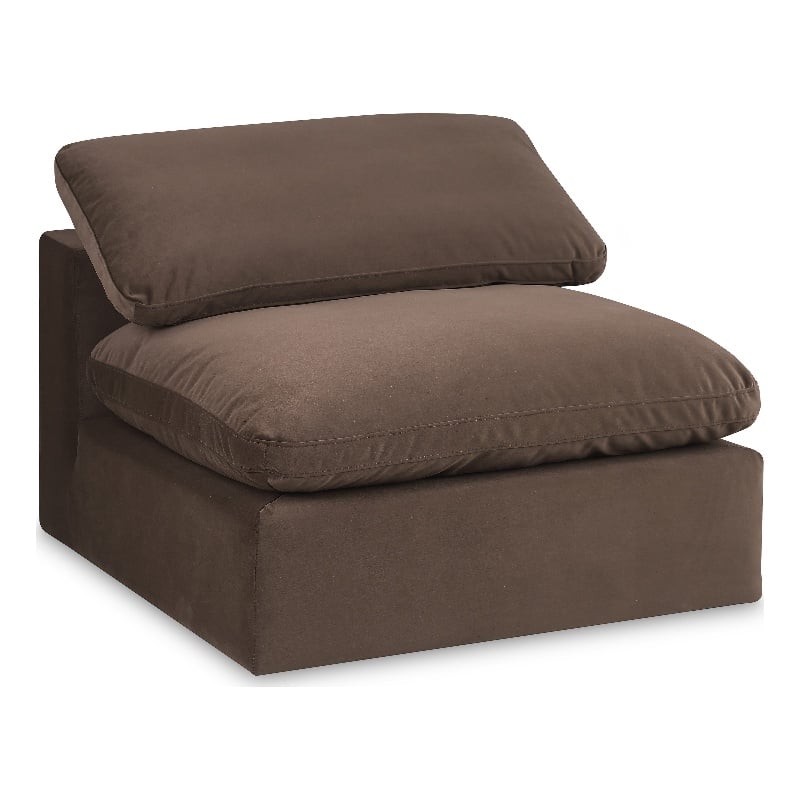 Bowery Hill Contemporary Soft Brown Durable Velvet Armless Chair
