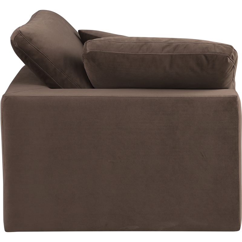 Bowery Hill Contemporary Soft Brown Durable Velvet Corner Chair