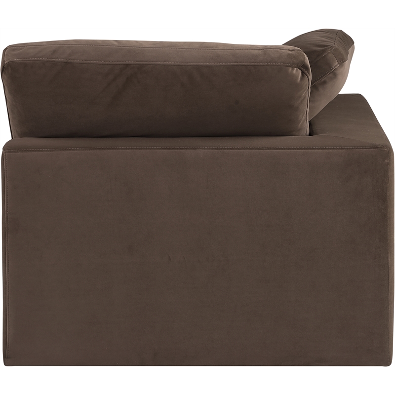 Bowery Hill Contemporary Soft Brown Durable Velvet Corner Chair