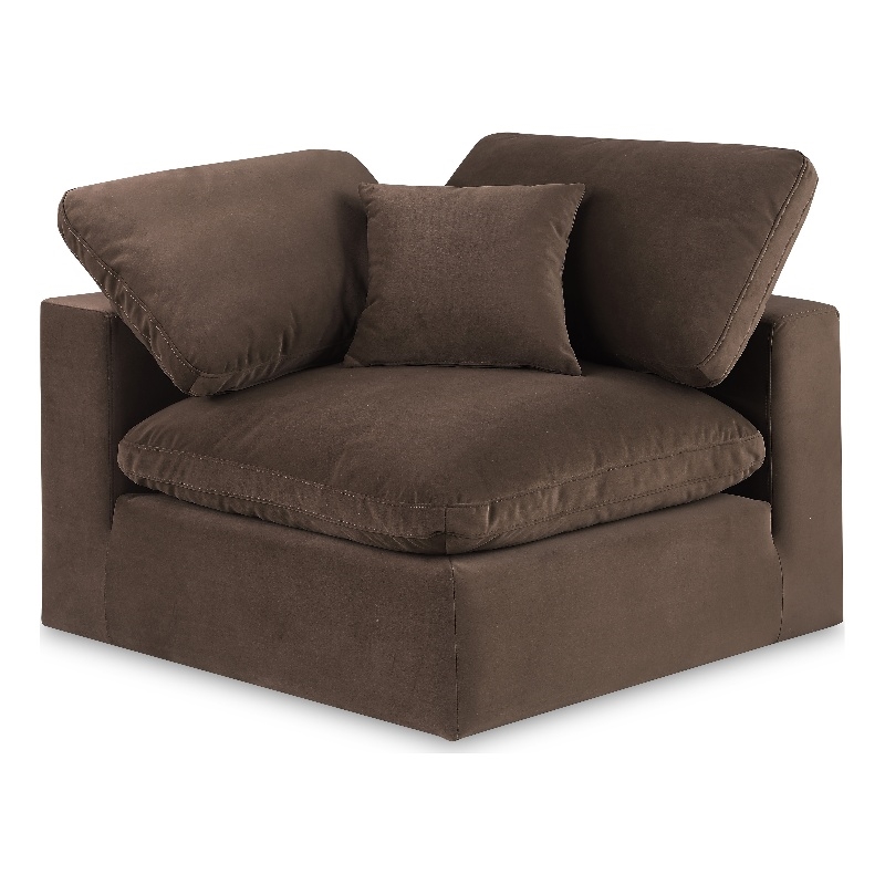 Bowery Hill Contemporary Soft Brown Durable Velvet Corner Chair