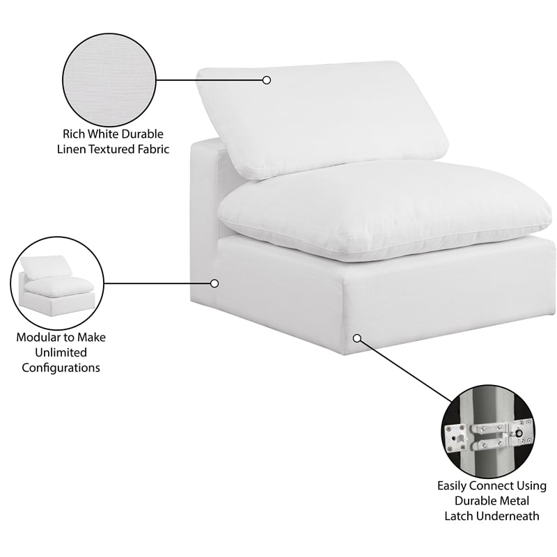 Bowery Hill Contemporary Upholstered White Linen Textured Fabric Armless Chair