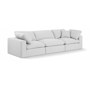Bowery Hill Upholstered White Linen Textured Fabric 3-Piece Modular Sofa