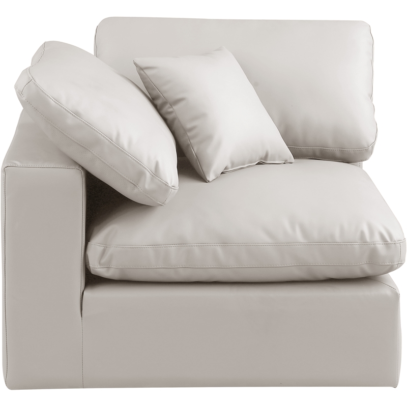 Bowery Hill Contemporary Soft Cream Vegan Leather Corner Chair