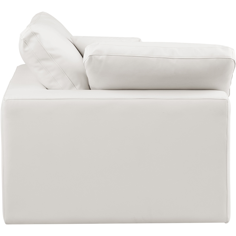 Bowery Hill Contemporary Soft Cream Vegan Leather Corner Chair