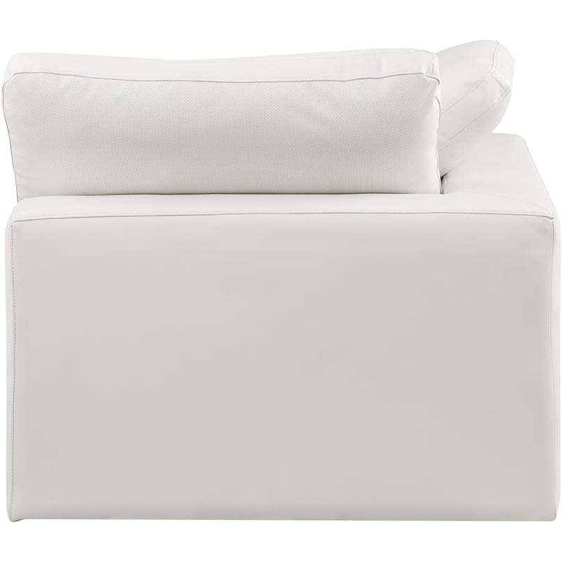 Bowery Hill Contemporary Soft Cream Vegan Leather Corner Chair