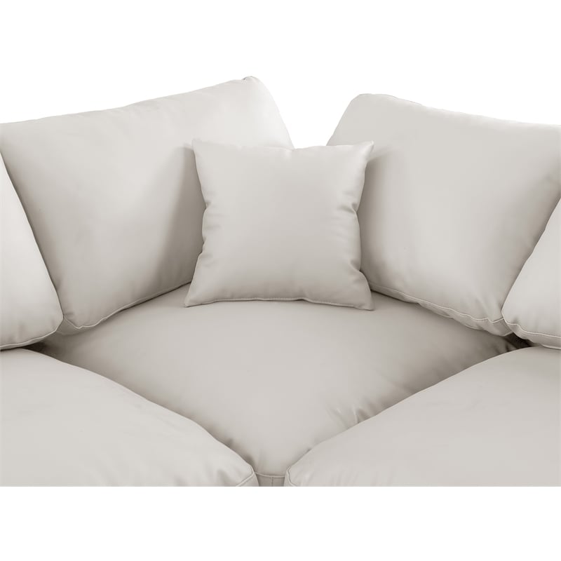 Bowery Hill Contemporary Soft Cream Vegan Leather Corner Chair