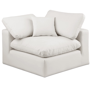 Bowery Hill Contemporary Soft Cream Vegan Leather Corner Chair