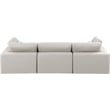 Bowery Hill Contemporary Cream Vegan Leather 3-Piece Modular Sofa