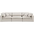 Bowery Hill Contemporary Cream Vegan Leather 3-Piece Modular Sofa