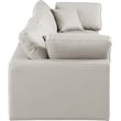 Bowery Hill Contemporary Cream Vegan Leather 3-Piece Modular Sofa