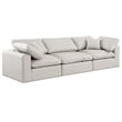 Bowery Hill Contemporary Cream Vegan Leather 3-Piece Modular Sofa