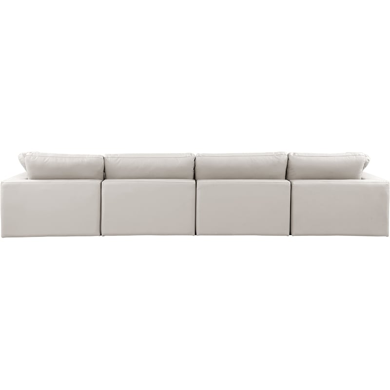 Bowery Hill Contemporary Cream Vegan Leather 4-Piece Modular Sofa