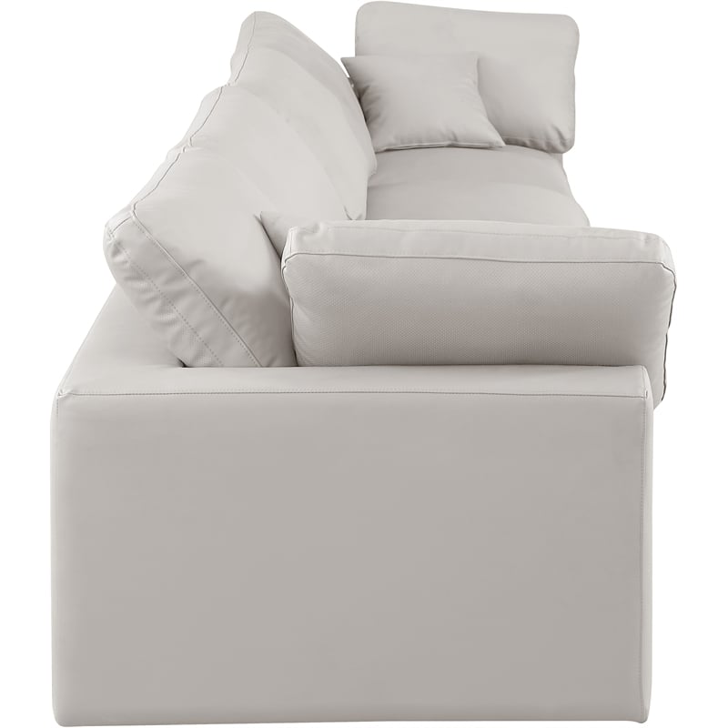 Bowery Hill Contemporary Cream Vegan Leather 4-Piece Modular Sofa