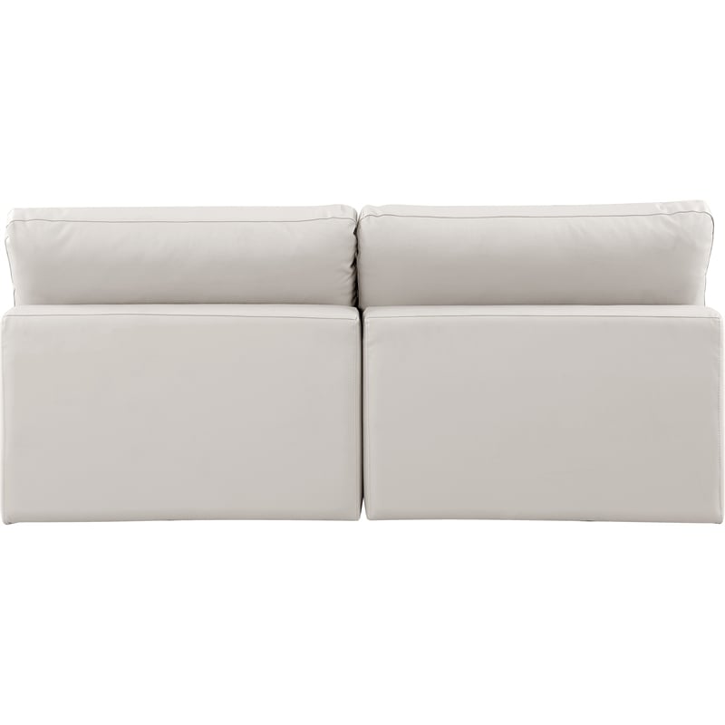 Bowery Hill Contemporary Cream Vegan Leather 2-Piece Modular Sofa