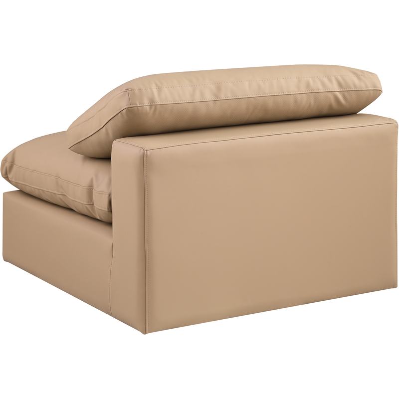 Bowery Hill Contemporary Soft Tan Vegan Leather Armless Chair