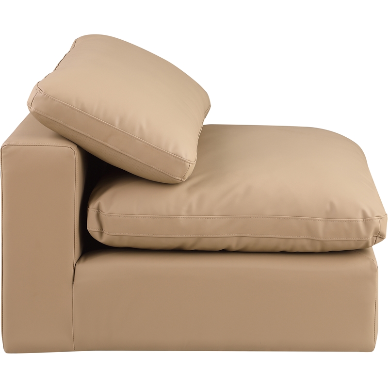 Bowery Hill Contemporary Soft Tan Vegan Leather Armless Chair