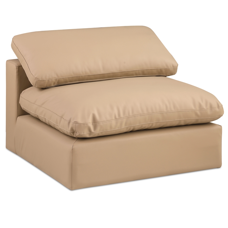 Bowery Hill Contemporary Soft Tan Vegan Leather Armless Chair