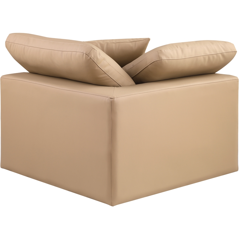Bowery Hill Contemporary Soft Tan Vegan Leather Corner Chair