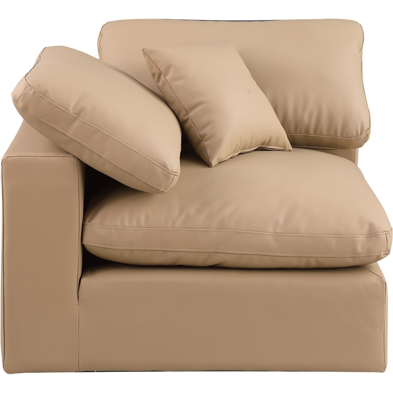 Bowery Hill Contemporary Soft Tan Vegan Leather Corner Chair