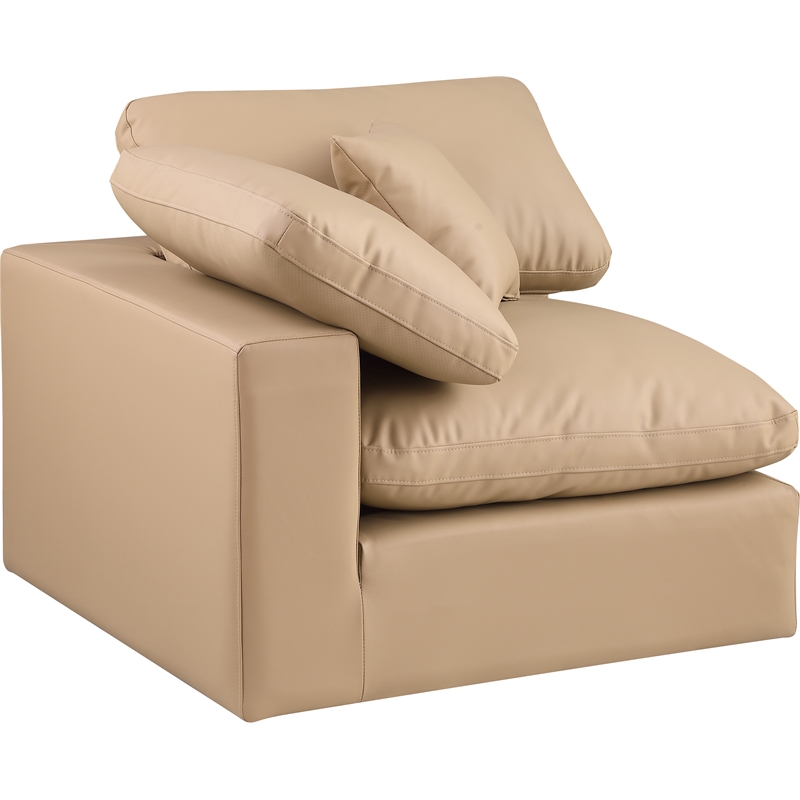 Bowery Hill Contemporary Soft Tan Vegan Leather Corner Chair