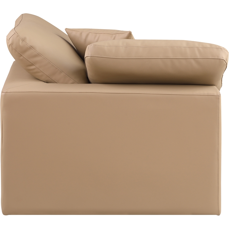 Bowery Hill Contemporary Soft Tan Vegan Leather Corner Chair