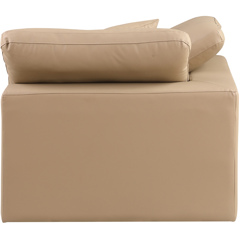 Bowery Hill Contemporary Soft Tan Vegan Leather Corner Chair