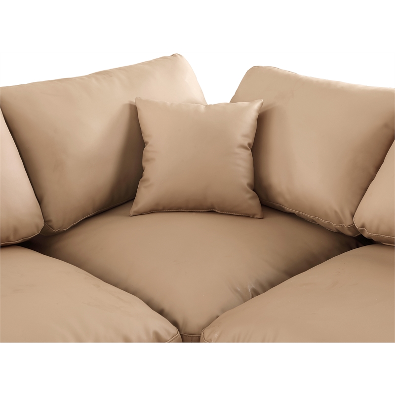 Bowery Hill Contemporary Soft Tan Vegan Leather Corner Chair