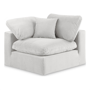 Bowery Hill Contemporary Soft Cream Durable Velvet Corner Chair