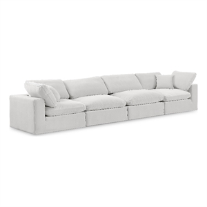 Bowery Hill Contemporary Soft Cream Velvet 4-Piece Modular Sofa