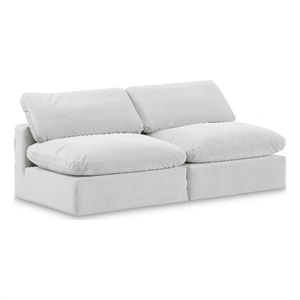 Bowery Hill Contemporary Soft Cream Velvet 2-Piece Modular Sofa