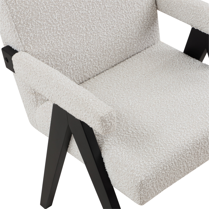 Bowery Hill Contemporary Rich Cream Boucle Fabric Accent Chair