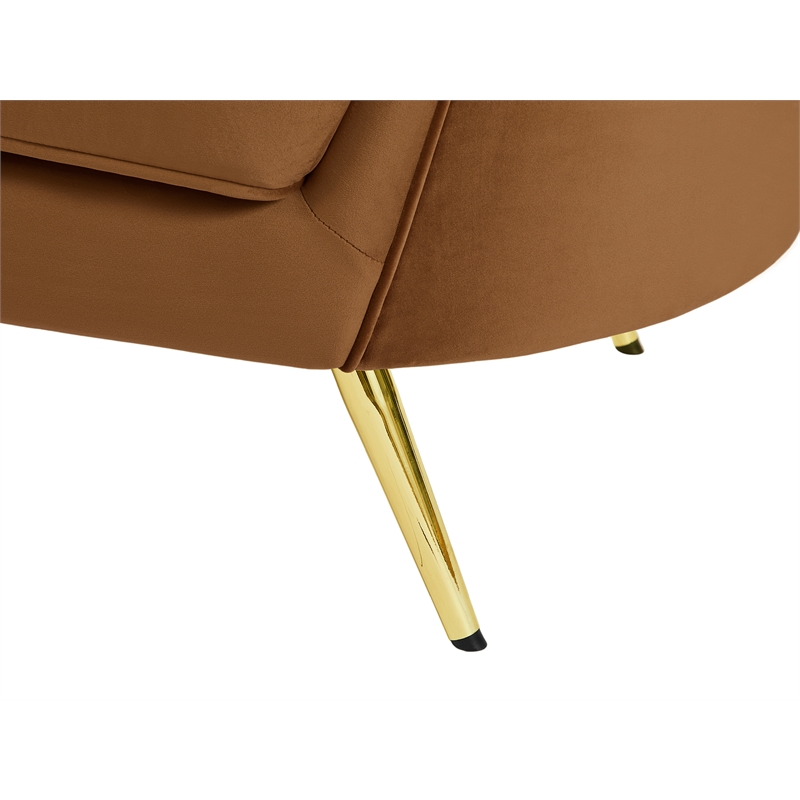 Bowery Hill Contemporary Saddle Durable Velvet Chair with Gold Stainless Legs