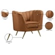 Bowery Hill Contemporary Saddle Durable Velvet Chair with Gold Stainless Legs