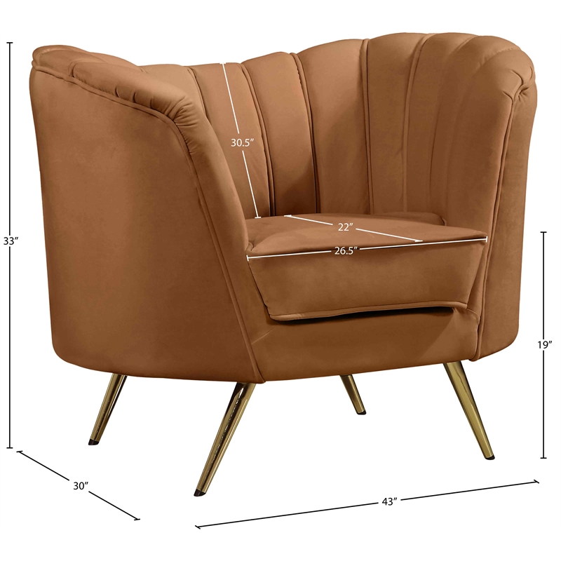 Bowery Hill Contemporary Saddle Durable Velvet Chair with Gold Stainless Legs