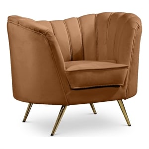 Bowery Hill Contemporary Saddle Durable Velvet Chair with Gold Stainless Legs