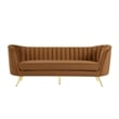 Bowery Hill Contemporary Saddle Durable Velvet Sofa with Gold Stainless Legs