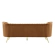 Bowery Hill Contemporary Saddle Durable Velvet Sofa with Gold Stainless Legs