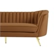 Bowery Hill Contemporary Saddle Durable Velvet Sofa with Gold Stainless Legs