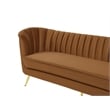 Bowery Hill Contemporary Saddle Durable Velvet Sofa with Gold Stainless Legs