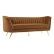 Bowery Hill Contemporary Saddle Durable Velvet Sofa with Gold Stainless Legs