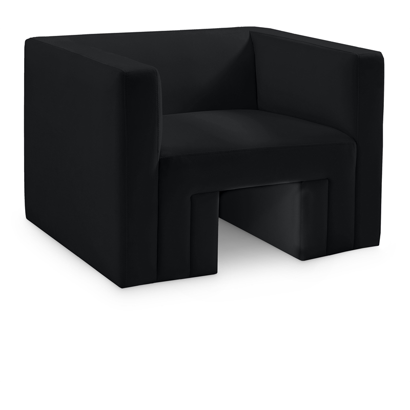 Bowery Hill Contemporary Solid Wood Frame Rich Black Velvet Chair