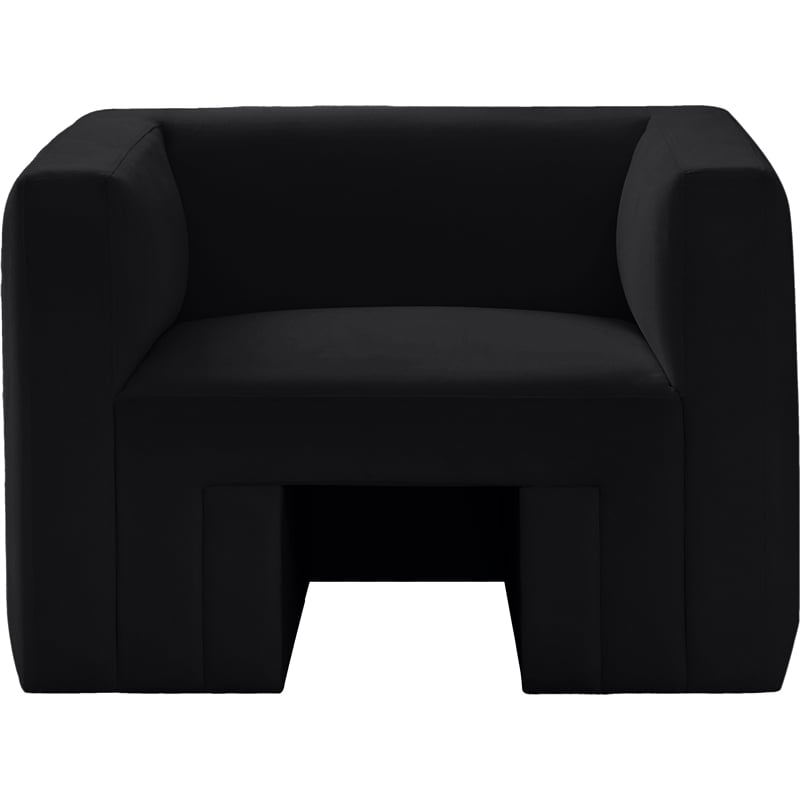 Bowery Hill Contemporary Solid Wood Frame Rich Black Velvet Chair
